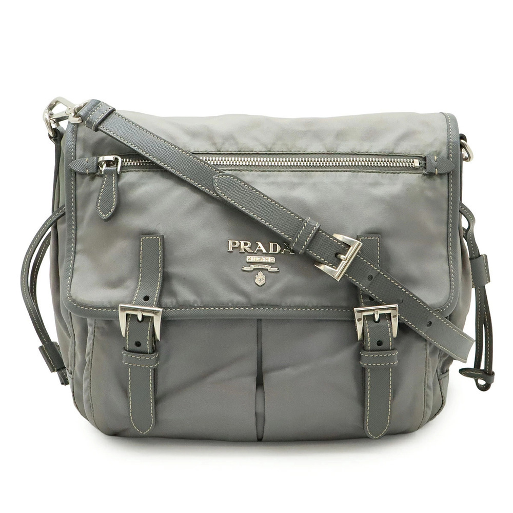 Prada Messenger Crossbody Leather Gray